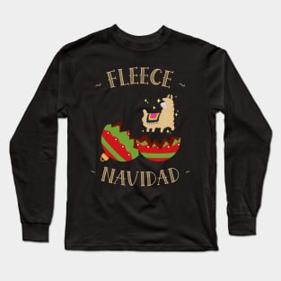 Fleece Navidad Christmas Llama Long Sleeve T-Shirt